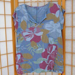 FRESH PRODUCE Vintage Split Neck Top Fresh Blossom Deep Dive lightweight cotton